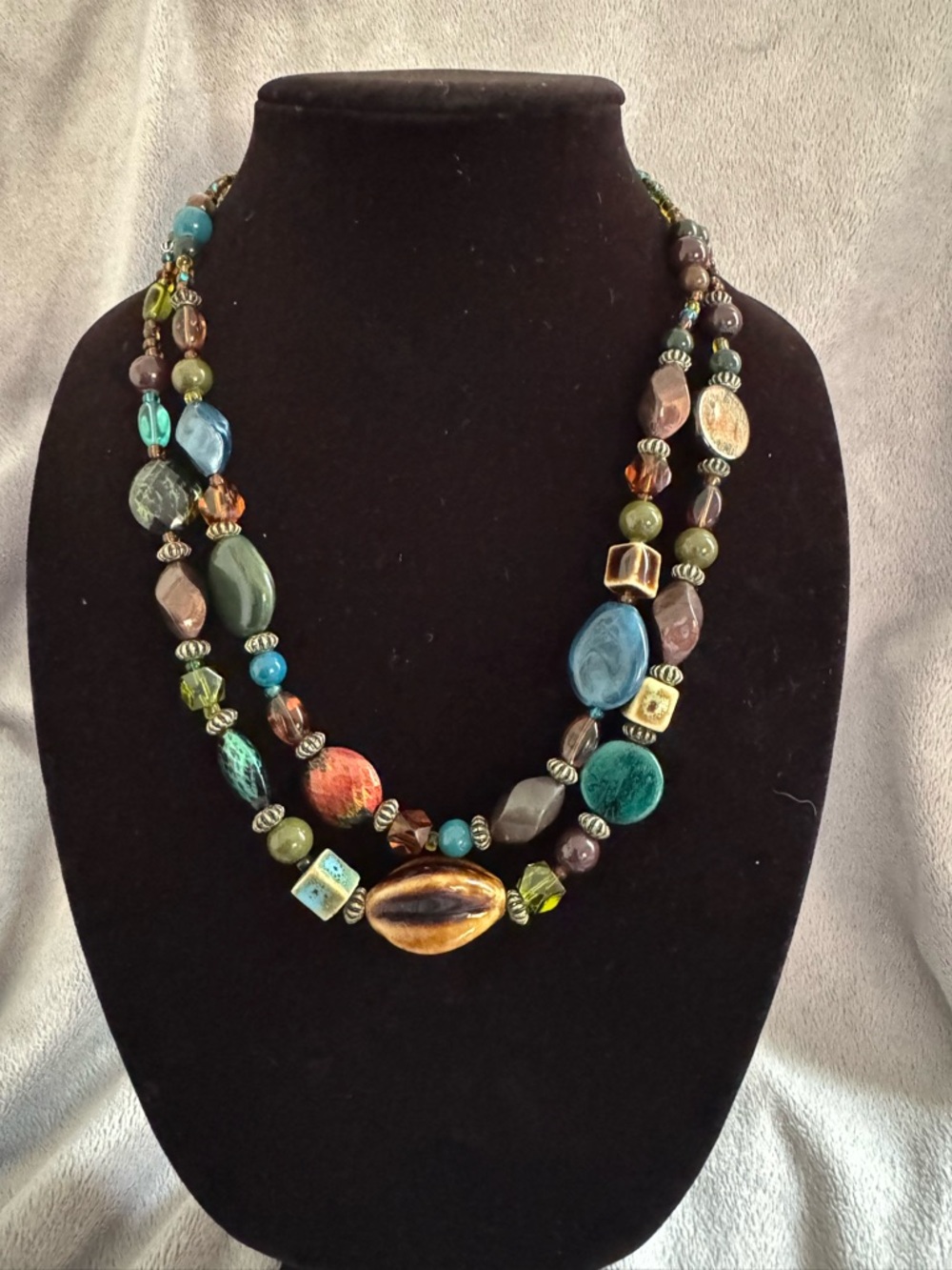 Vintage Multicolor Boho Beaded Double-Strand Women's Necklace